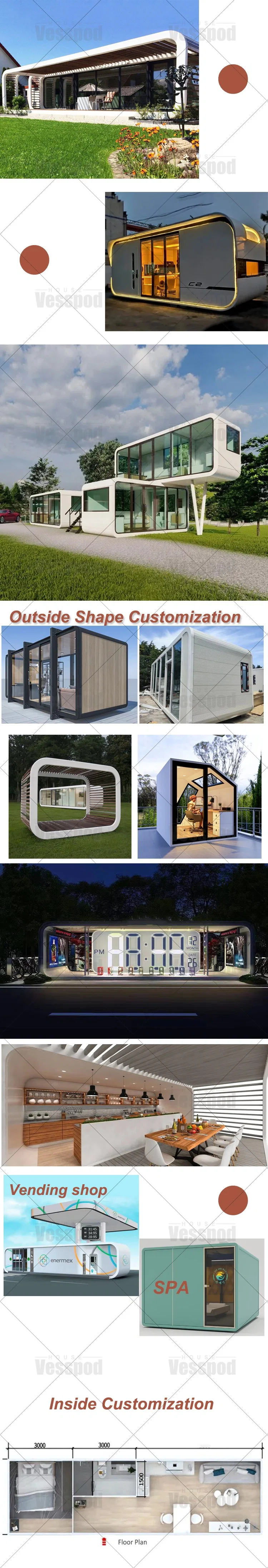 Modular Cabin Sierra Leone 20FT 40 FT Movable Prefab House Flat Pack Houses Tiny Beach Villa Style House