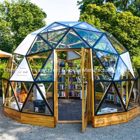 Casa de cúpula de vidro para barraca de cúpula geodésica para acampamento com moldura de alumínio e vidro temperado a preço de fábrica