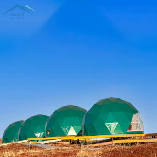 Glamping comercial cúpulas tendas de cúpula de 7m com painel solar tendas de cúpula para hotéis resorts