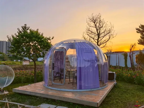 Tenda glamping de luxo com cúpula transparente, tenda geodésica para acampamento ao ar livre, para resort, hotel, camping, atividades ao ar livre